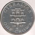 Gibraltar 1 Crown 1967 UNC