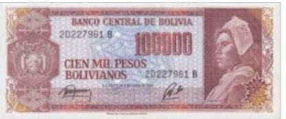 Bolivia 100000 Pesos bolivianos 1984 UNC