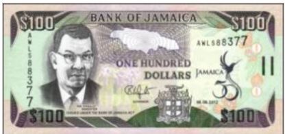 Jamaica 100 Dollar 2012 UNC