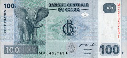Rep du Congo 100 Frank 2007 UNC