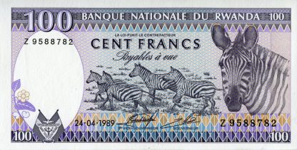 Rwanda 100 Frank 1989 UNC