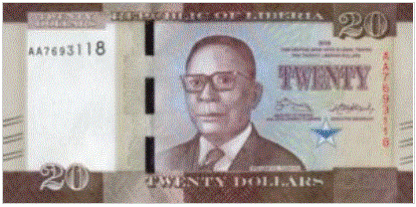 Liberia 20 Dollar 2016 UNC