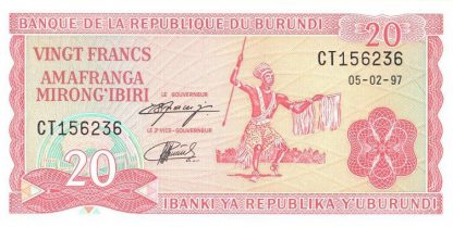 Burundi 20 Frank 1997 UNC