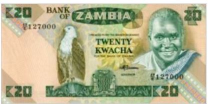Zambia 20 Kwacha 1988 UNC