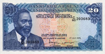 Kenya 20 Shilling 1978 UNC