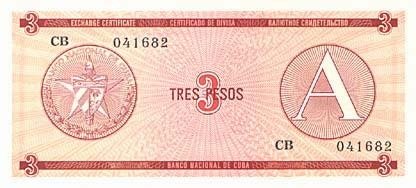 Cuba 3 Pesos 1985 UNC