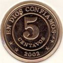 Nicaragua 5 Centavos 2002 UNC