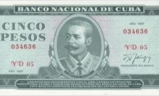 Cuba 5 Pesos 1987 UNC