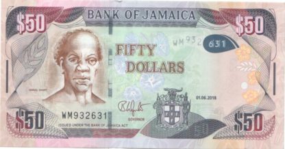 Jamaica 50 Dollar 2018 UNC