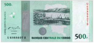 Rep Du Congo 500 Frank 2020 UNC