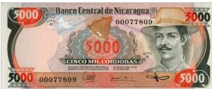 Nicaragua 5000 Cordobas 1987 UNC