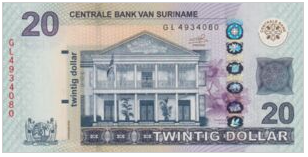 Suriname 20 Dollar 2019 UNC
