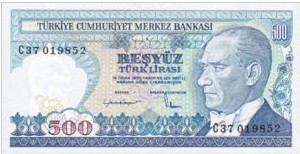 Turkije 500 Lira 1984/89 UNC