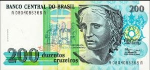 Brazil 200 Cruzados 1990 UNC