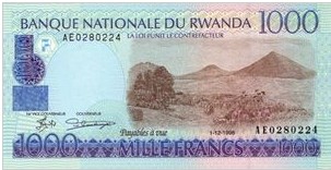 Rwanda 1000 Frank 1998 UNC