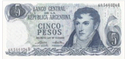 Argentina 5 Pesos 1974/76 UNC