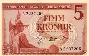 IJsland 5 Kronen 1957 UNC