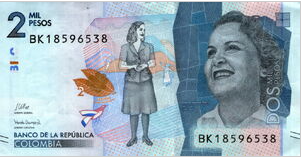Colombia 2000 Peso 2021 UNC