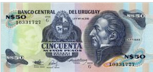 Uruguay 50 Nuevos Peso 1989 UMC