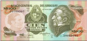 Uruguay 100 Nuevos Peso 1989 UNC