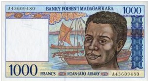 Madagaskar 1000 Frank 1994 UNC