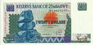 Zimbabwe 20 Dollar 1997 UNC