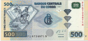 Rep Du Congo 500 Frank 2010 UNC