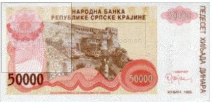 Kroatie [Serbian rep Krajina] 50000 Dinara 1993 UNC