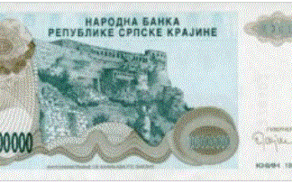 Kroatie [Serbian rep Krajina] 1000.000.000 Dinara 1995 UNC