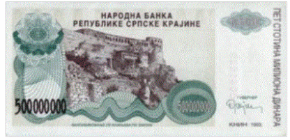 Kroatie [Serbian rep Krajina] 5000.000.000 Dinara 1993 UNC