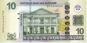 Suriname 10 Dollar 2019 UNC